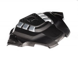 Alfa Romeo Stelvio Engine Cover - Carbon Fiber - QV Model - White Candy Accents